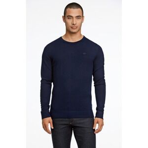 Lindbergh Men Merino Wool Slim Fit Crew Neck XL Pullover Blue Sweater All Season